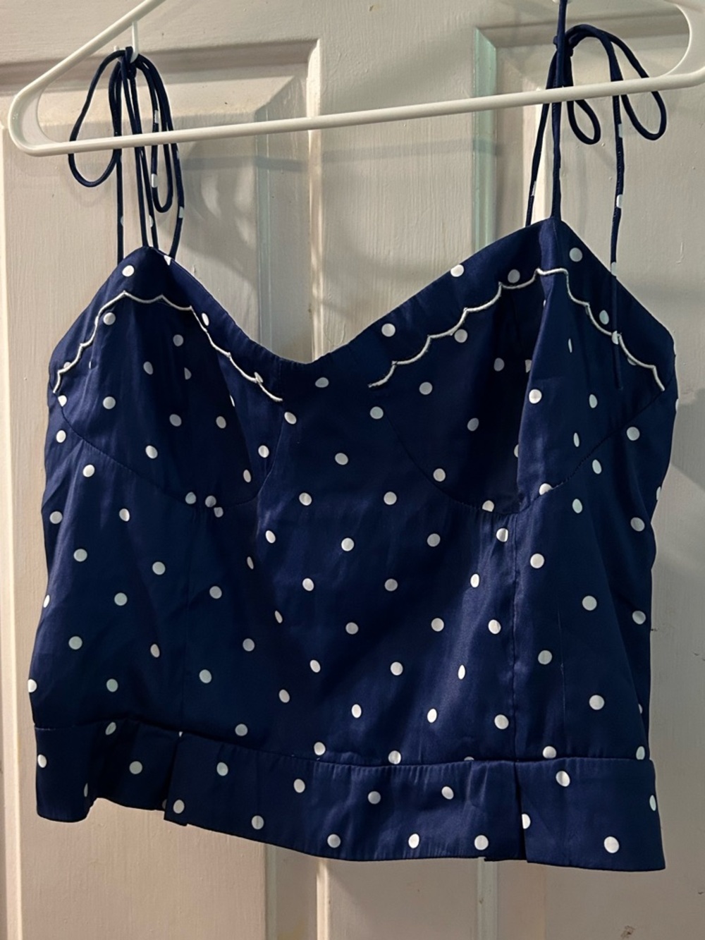 Free People Navy Blue Polka Dot Tie-Strap Camisole